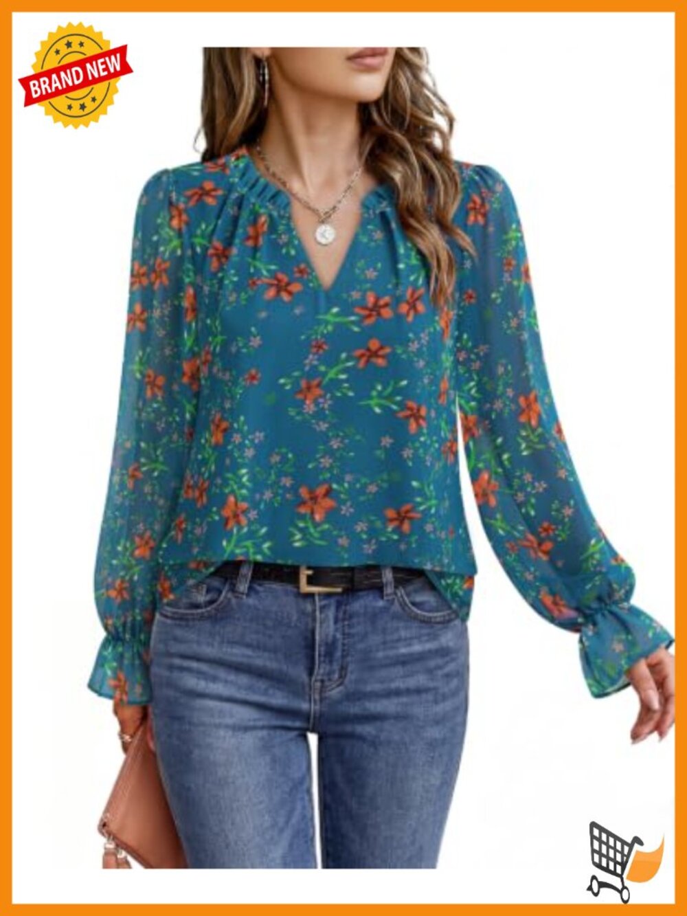 Womens Chiffon Long Sleeve V-Neck Blouse Pleated Work Top